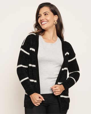 Cardigan-Chenille-260-Listrado---Preto