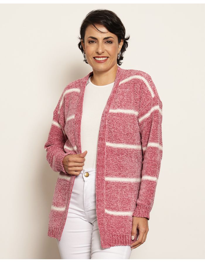 Cardigan-Chenille-260-Listrado---Rosa-Medio