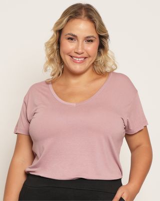 Tshirt-Decote-V-Ecr2196-Rose---Rosa-Medio