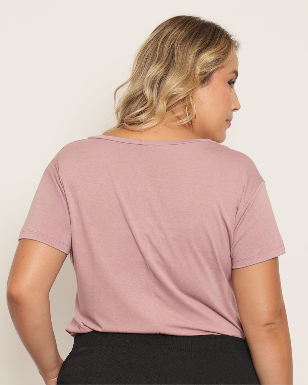 Tshirt-Decote-V-Ecr2196-Rose---Rosa-Medio