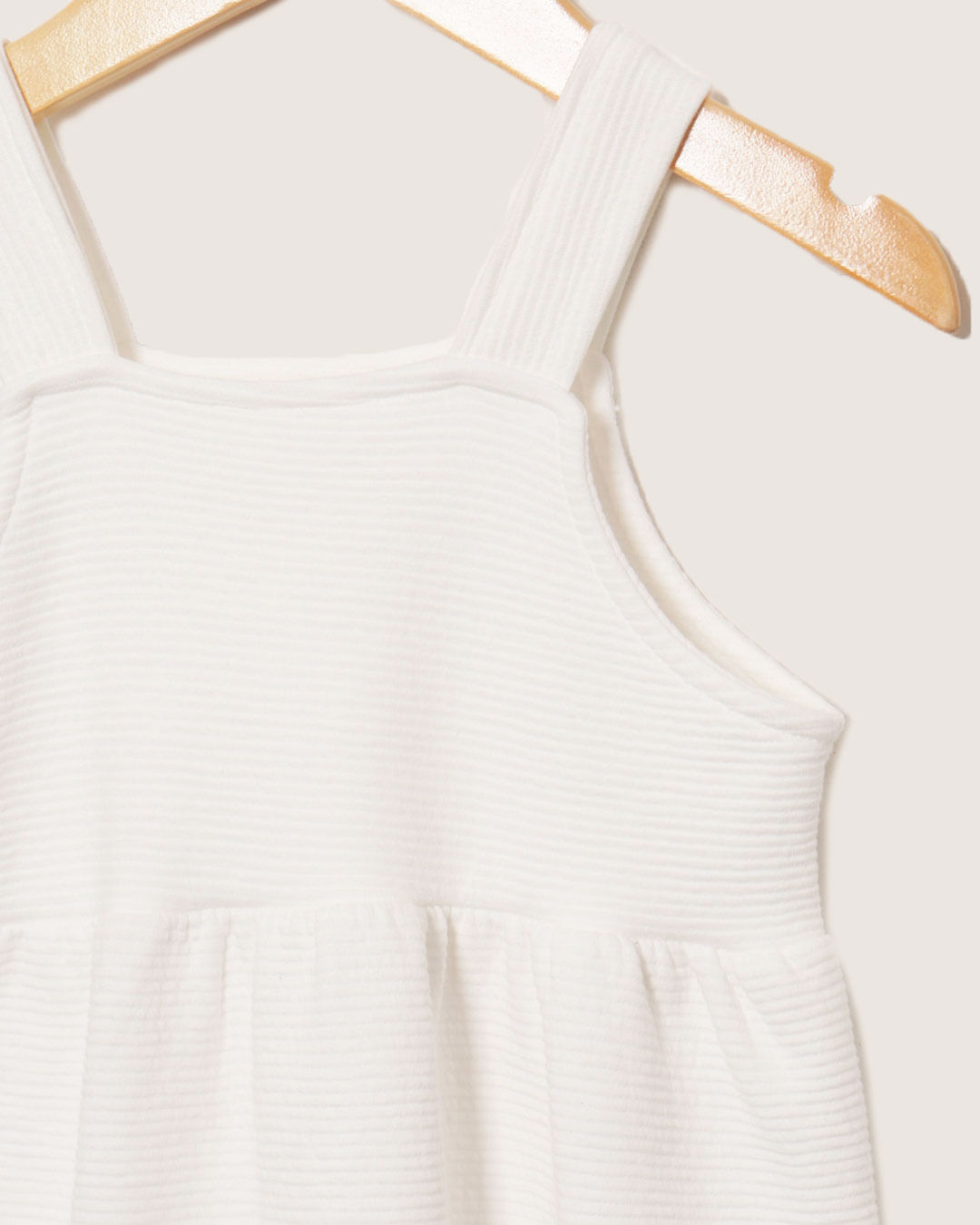Vestido Bebê Texturizado Alças Medias Off White