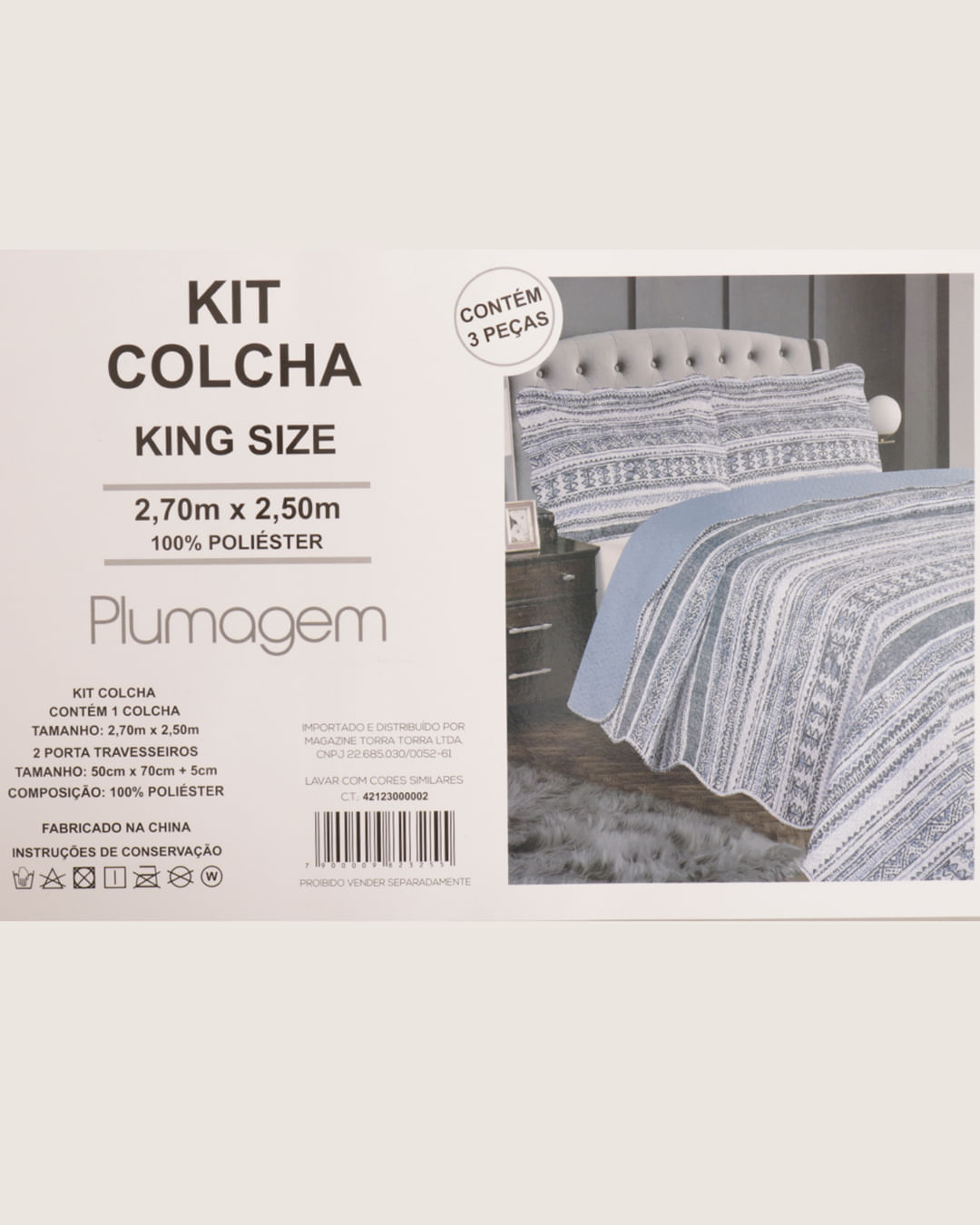 Kit-Colcha-Plumagem-King-Size-3-Pecas-Estampa-Geometrica-Azul-