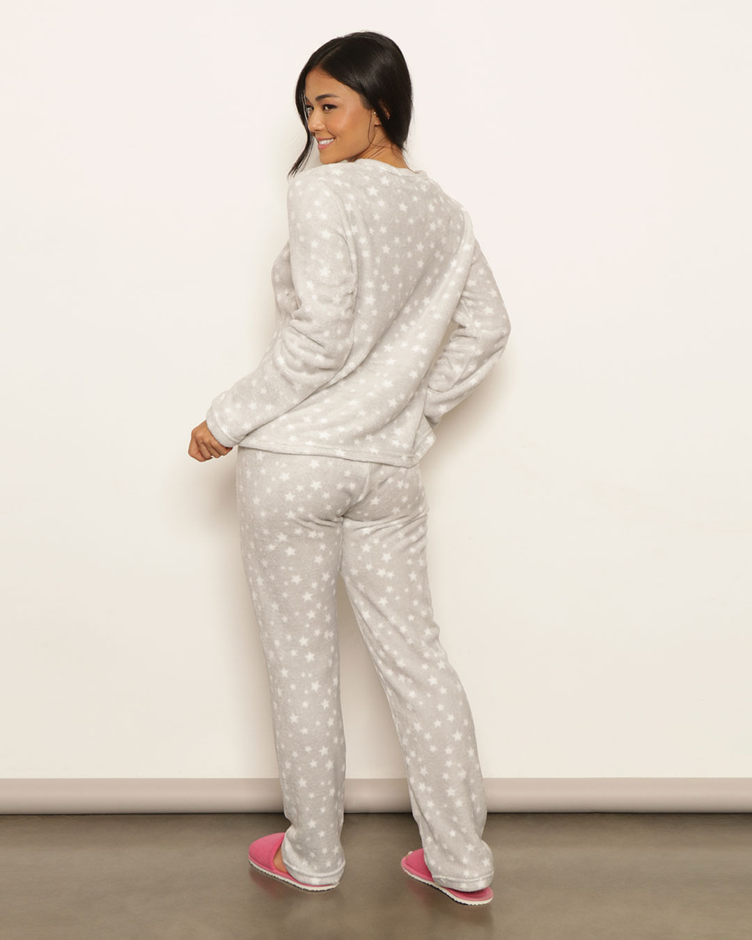Pijama-Longo-Soft-Estrelas---Cinza-Claro