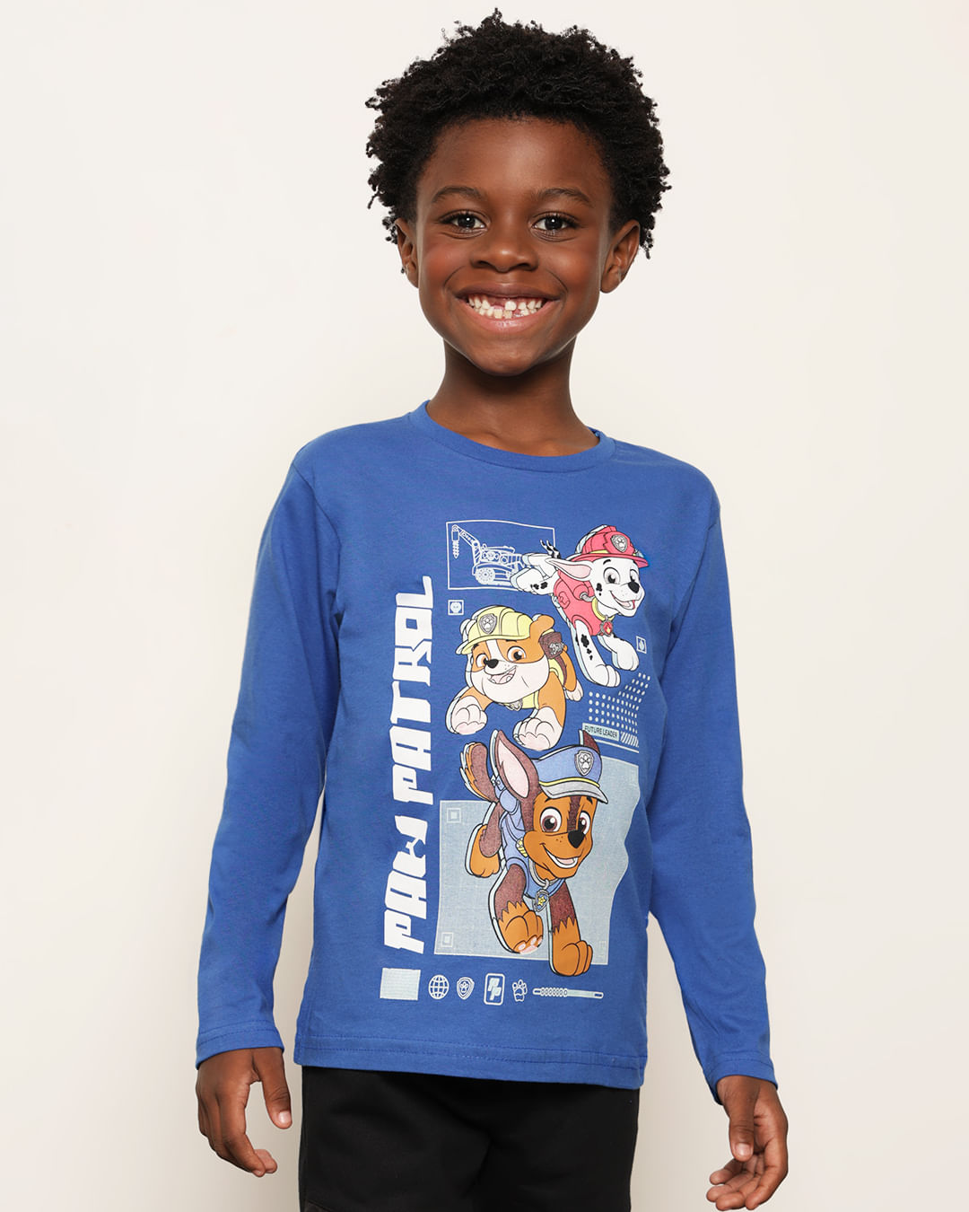 Camiseta Infantil Estampa Patrulha Canina Manga Longa Nickelodeon Azul