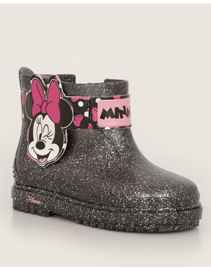 Bota-Infantil-Coturno-Tratorada-Disney-Minnie-Com-Glitter-Preta