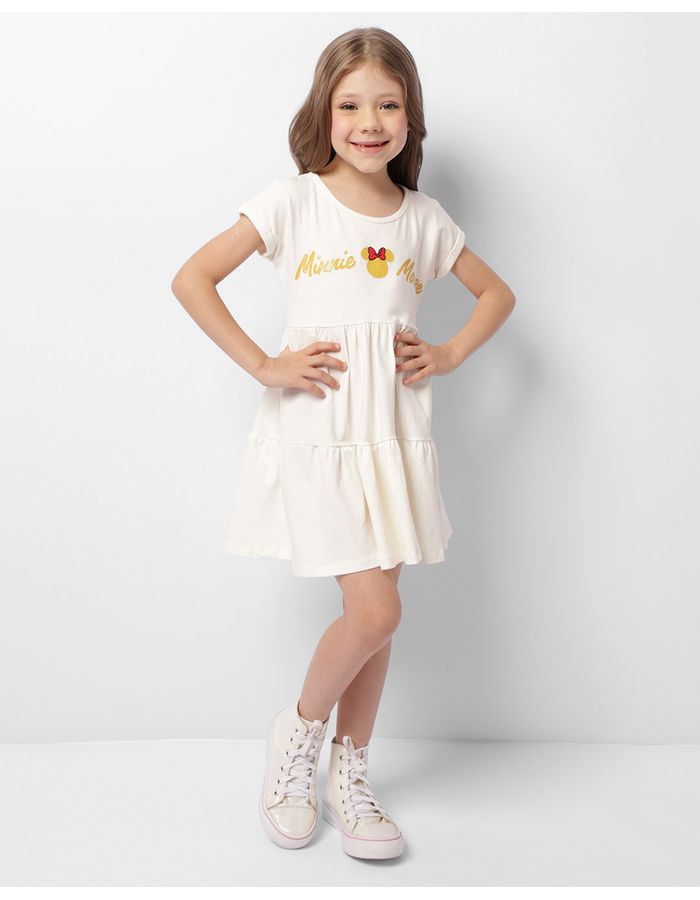 Vestido-Infantil-Tres-Marias-Manga-Curta-Disney-Minnie-com-Glitter-Off-White