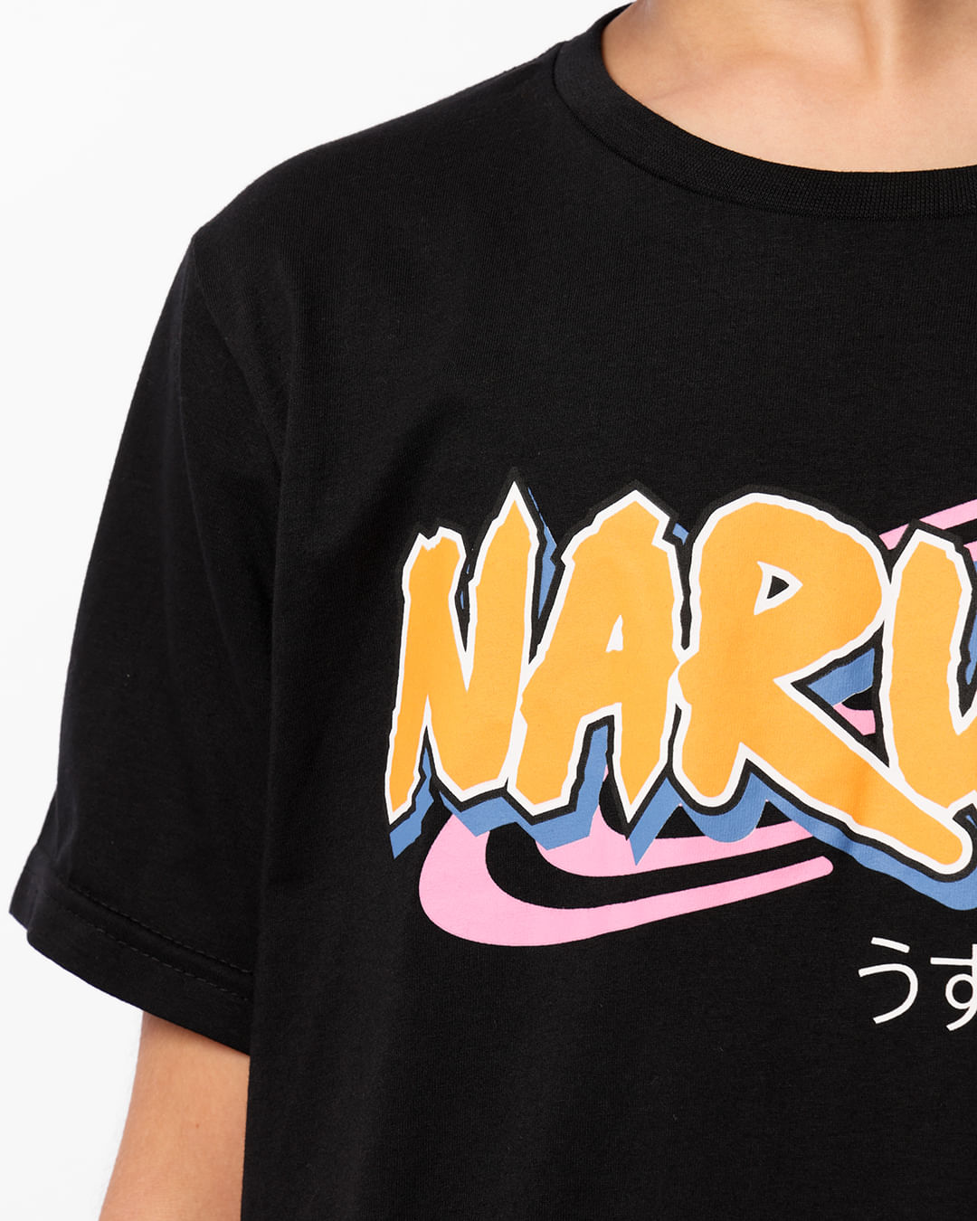 Camiseta-Juvenil-Manga-Curta-com-Estampa-Naruto-Preta