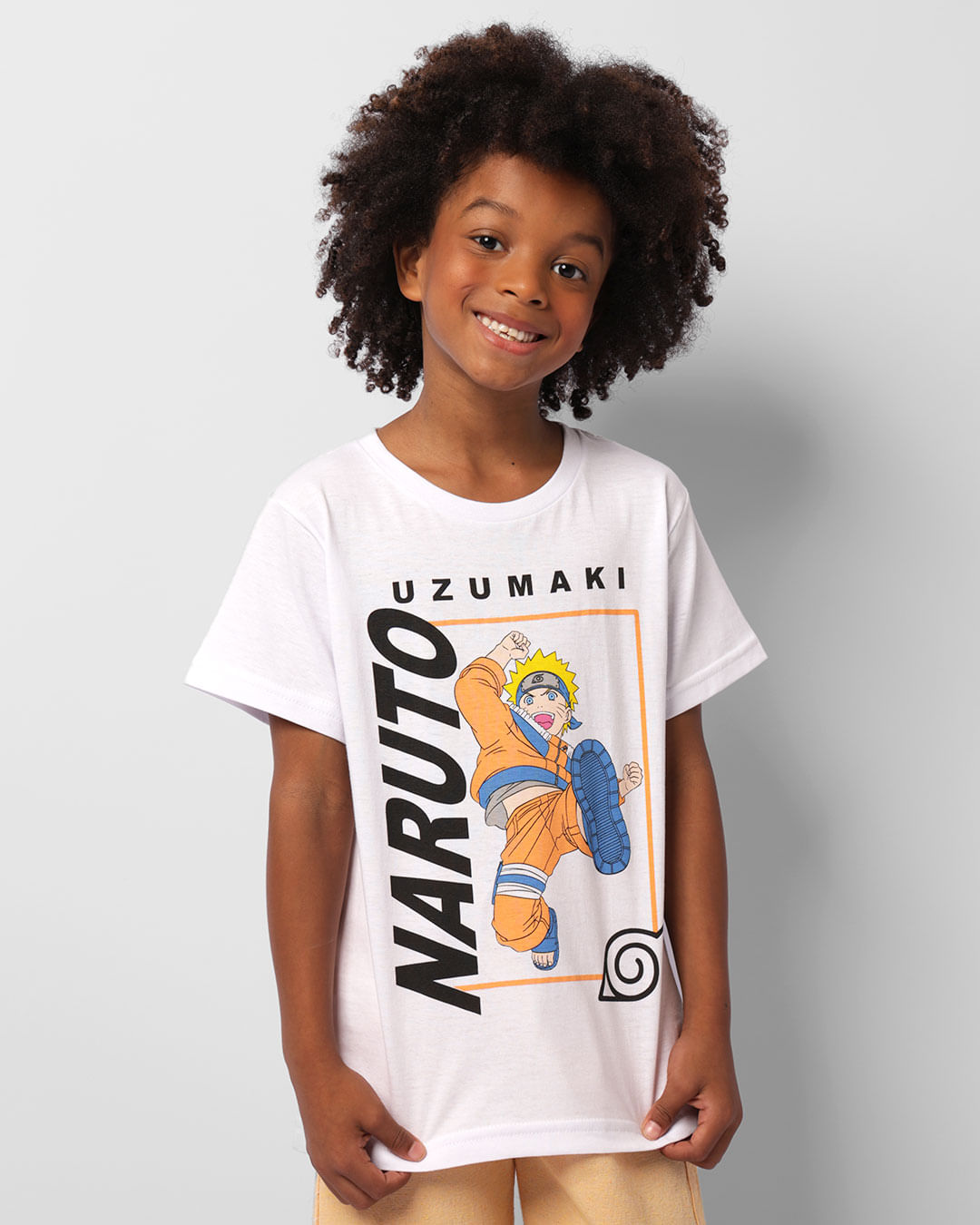 Camiseta Infantil Menino Naruto Manga Curta Branca