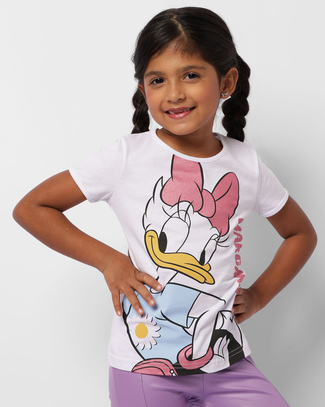Camiseta Infantil Disney Margarida Manga Curta Branca