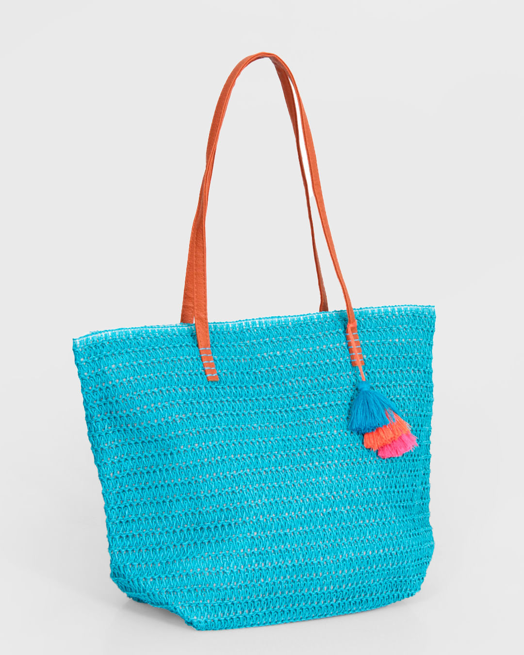 Bolsa-De-Praia-Feminina-Tote-Bag-Palha-De-Papel-Com-Franja-Tassel-Azul