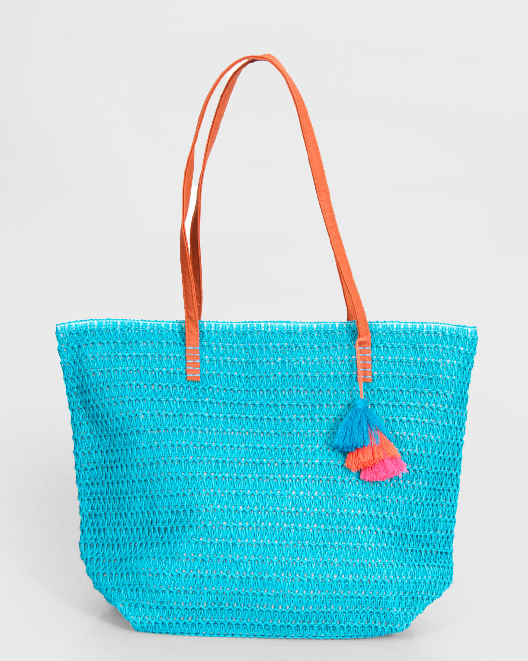 Bolsa-De-Praia-Feminina-Tote-Bag-Palha-De-Papel-Com-Franja-Tassel-Azul