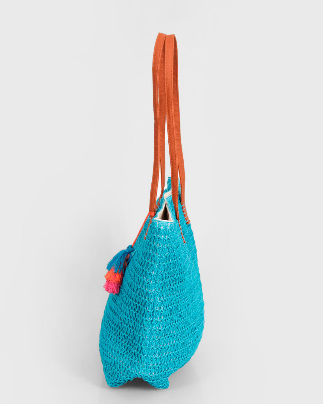 Bolsa-De-Praia-Feminina-Tote-Bag-Palha-De-Papel-Com-Franja-Tassel-Azul