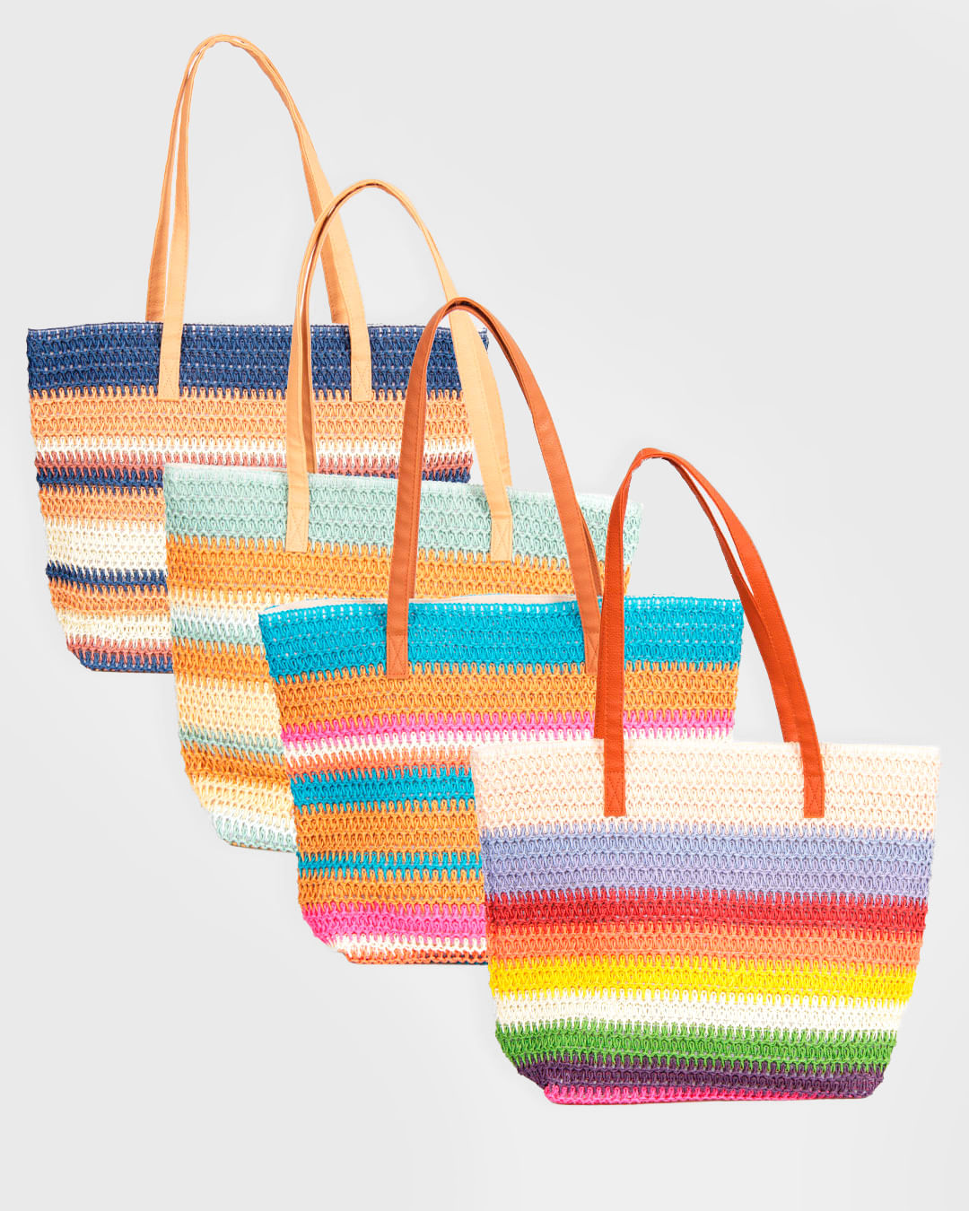 Bolsa-De-Praia-Feminina-Tote-Bag-Palha-De-Papel-Cores-Sortidas