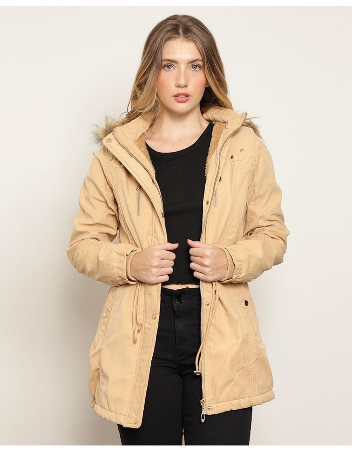 Parka-Com-Pelo-Sarja-Fem--Pfj01---Marrom-Claro