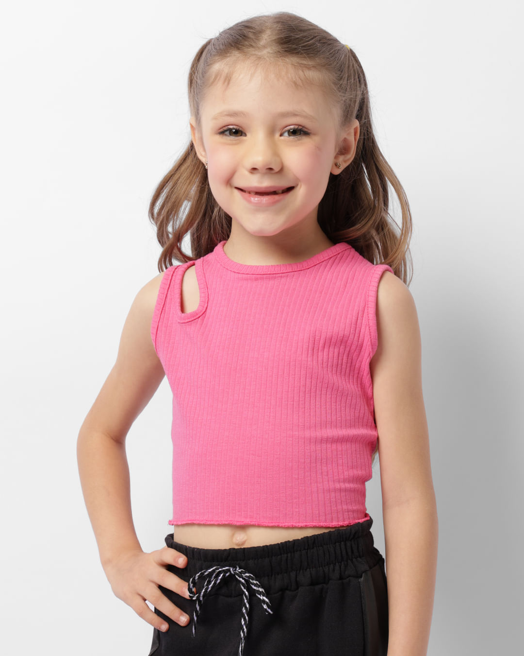 Regata Infantil Cropped Canelada Rosa