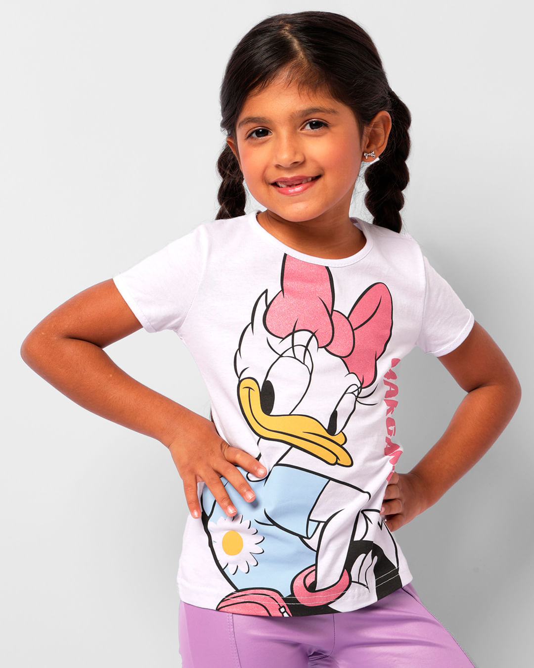 Camiseta Infantil Disney Margarida Manga Curta Branca