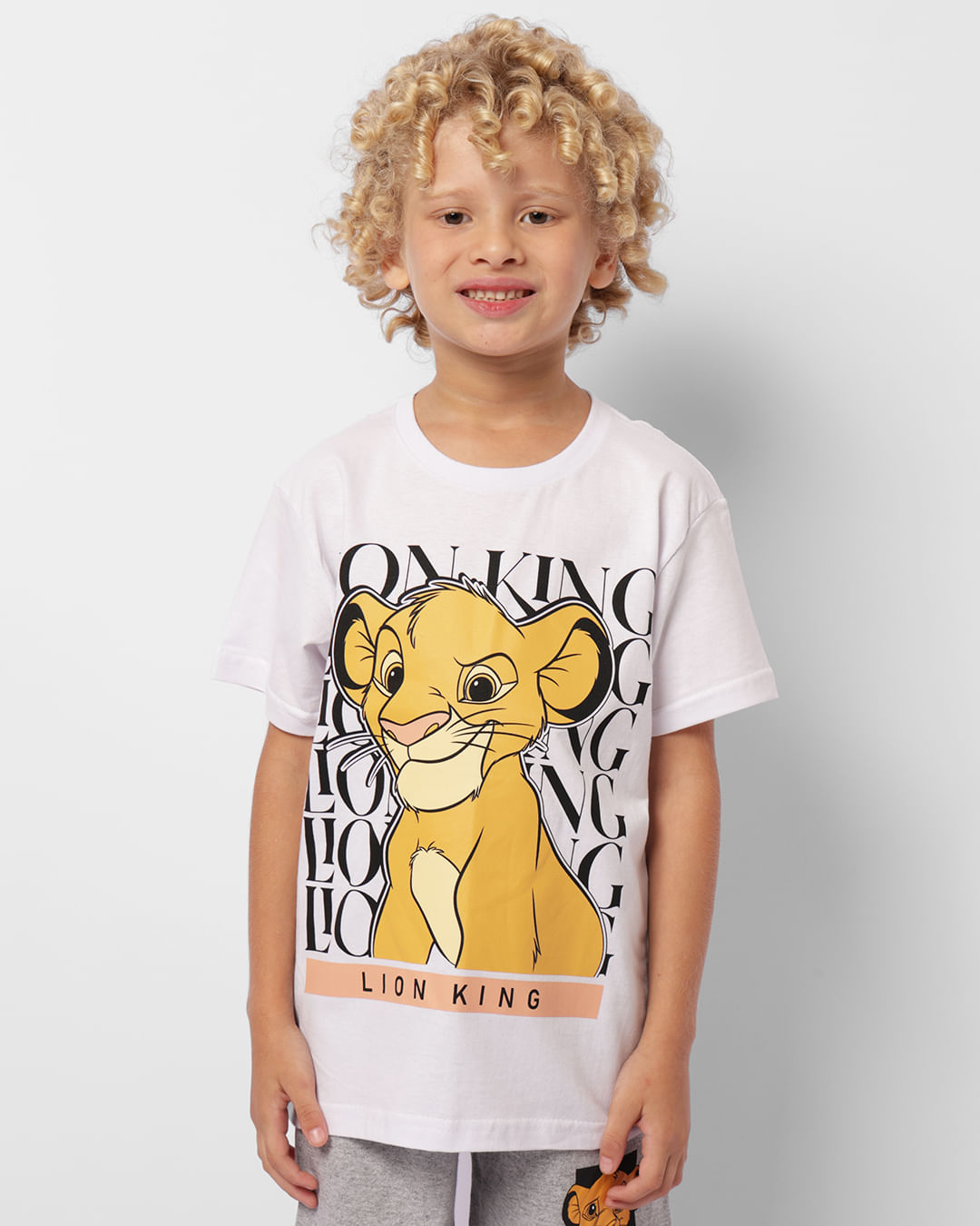 Camiseta Infantil Disney Rei Leão Manga Curta Branca