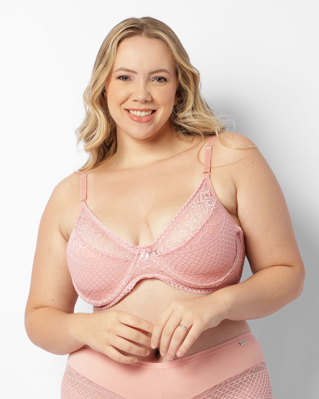 Sutiã Plus Size Feminino Sem Bojo Com Renda Rosa