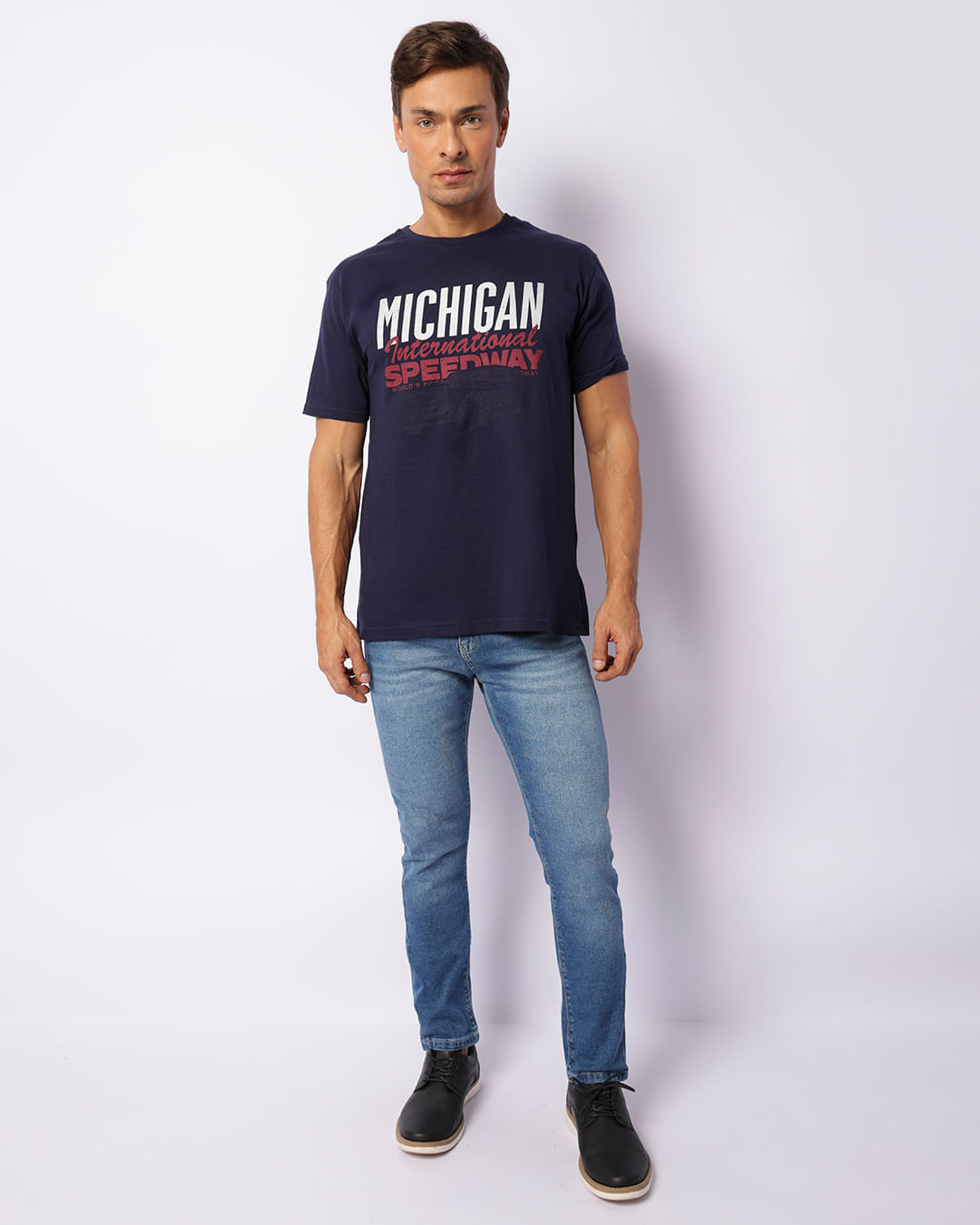 Calça Jeans Masculina Slim Com Bolsos Azul