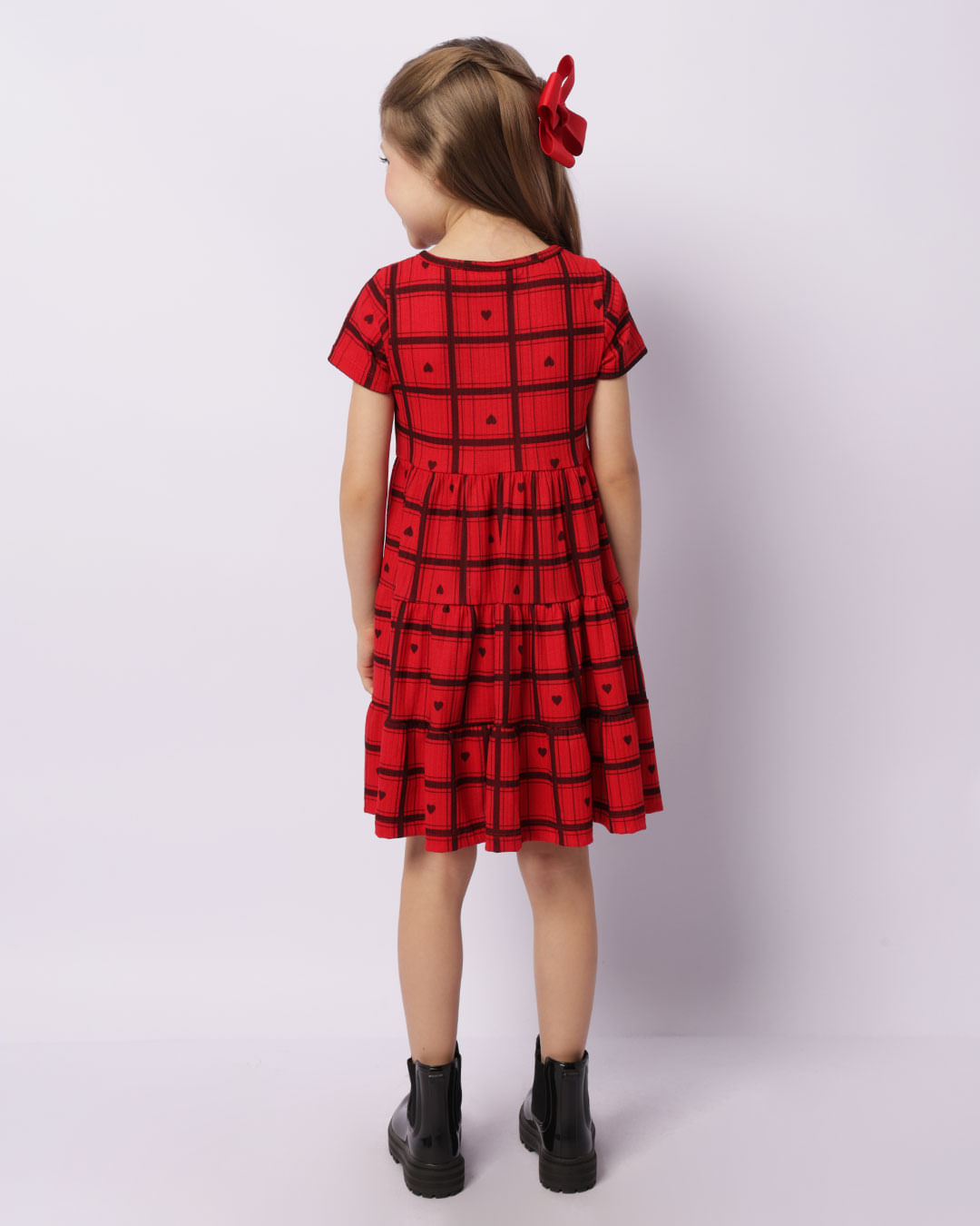 Vestido-Infantil-Estampado-Manga-Curta-Vermelho