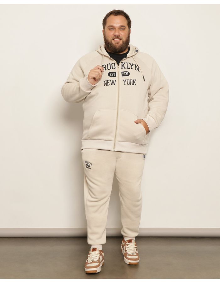 Calca-Moletom-Plus-Size-Masculina-Peluciada-Jogger-Bege