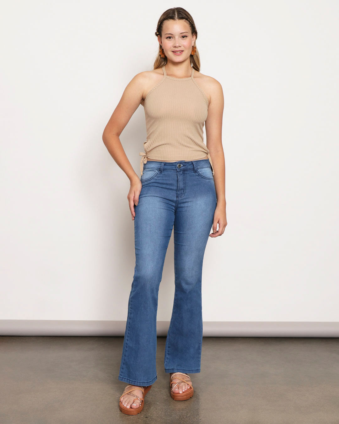 Calca-Jeans-Feminina-Flare-Azul-Escuro