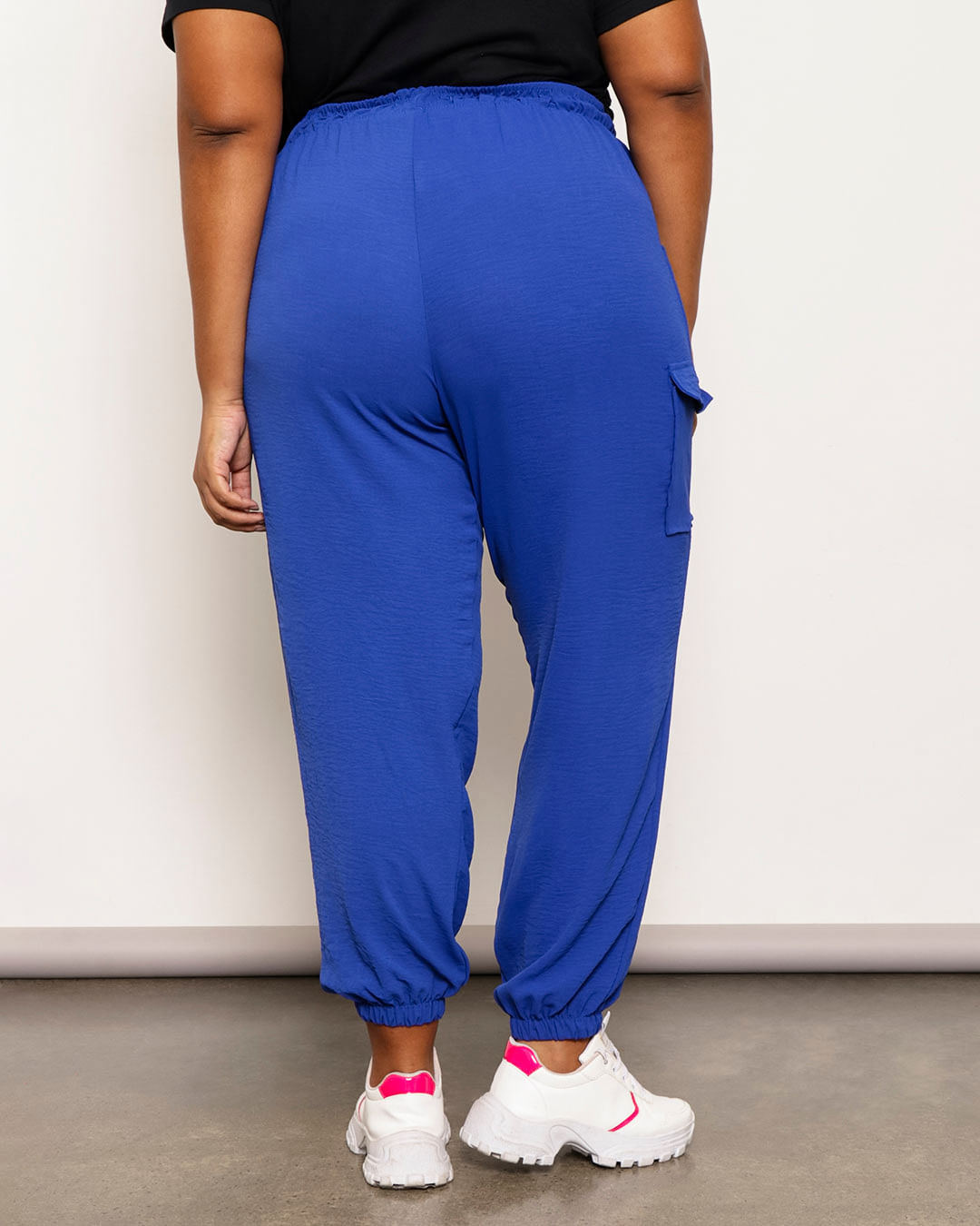 Calca-Plus-Size-Feminina-Jogger-Bolso-Cargo-Azul