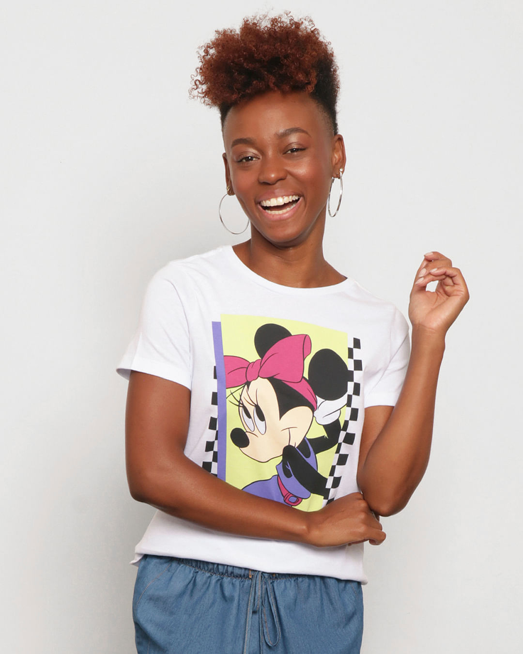 Camiseta-Feminina-Disney-Minnie--Manga-Curta-Branca