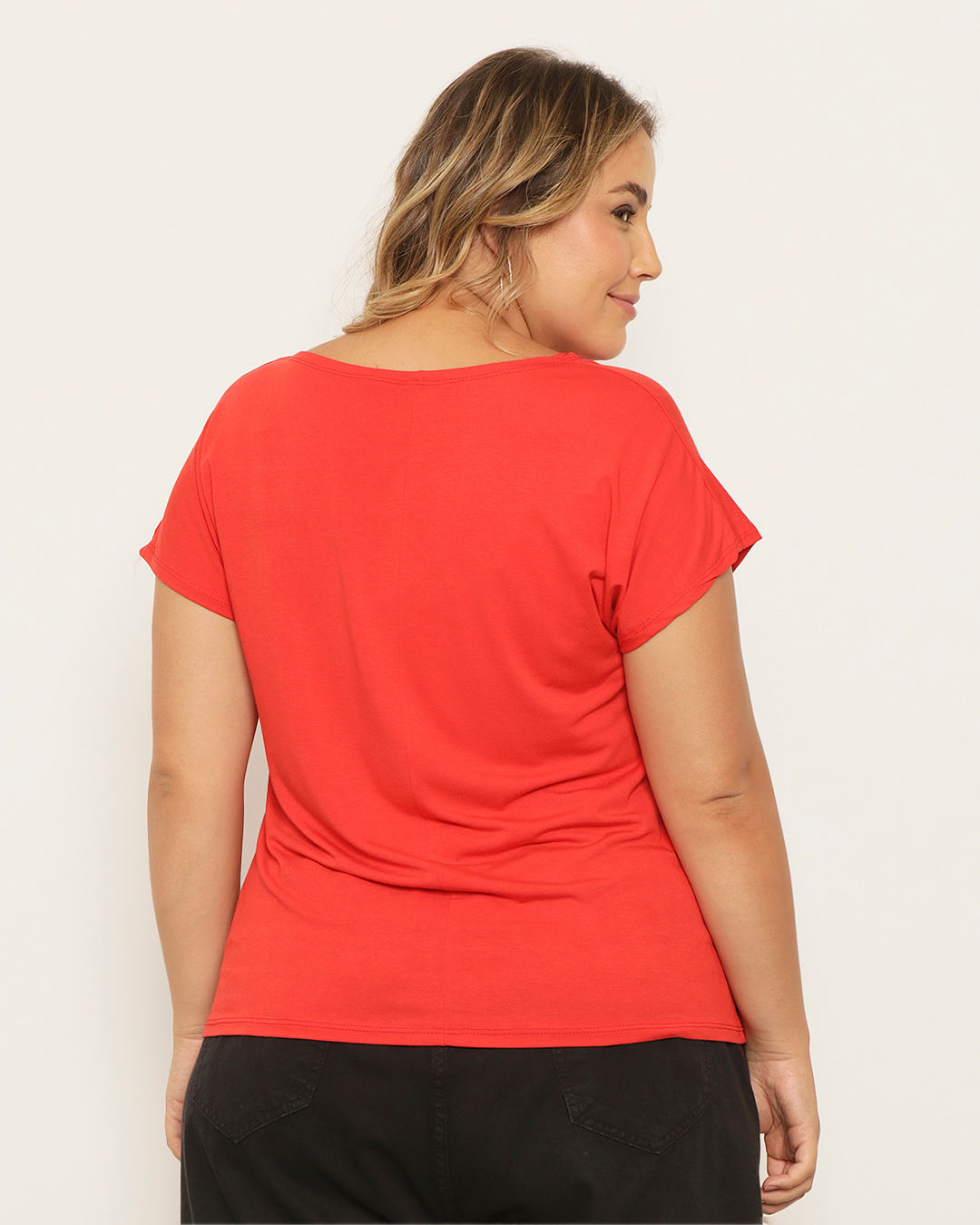 Blusa-Plus-Size-Feminina-Viscose-Estampa-Manga-Curta-Vermelha