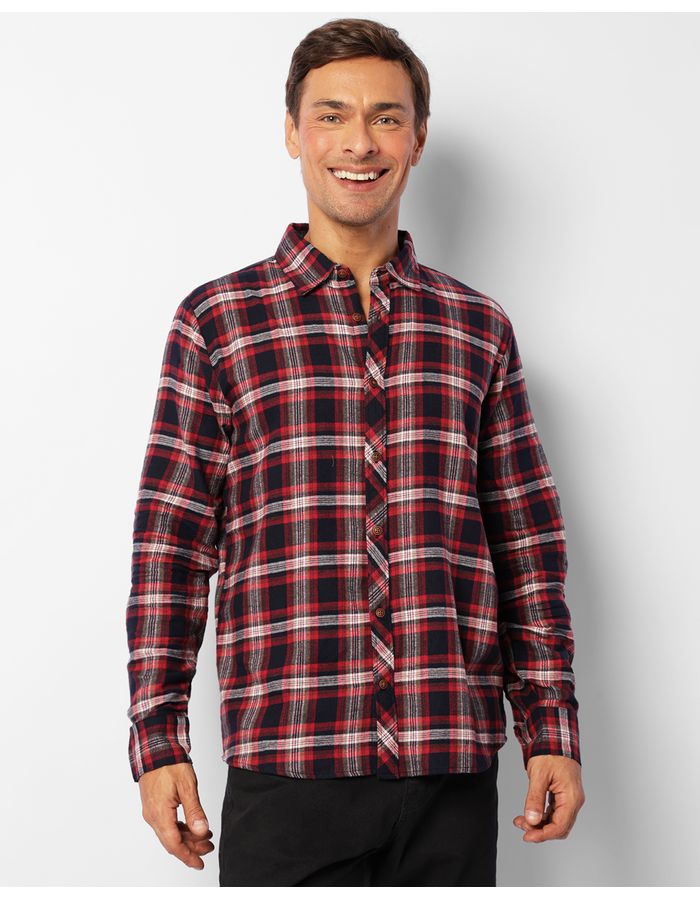 Camisa-Masculina-Flanelada-Xadrez-Manga-Longa-Vermelha