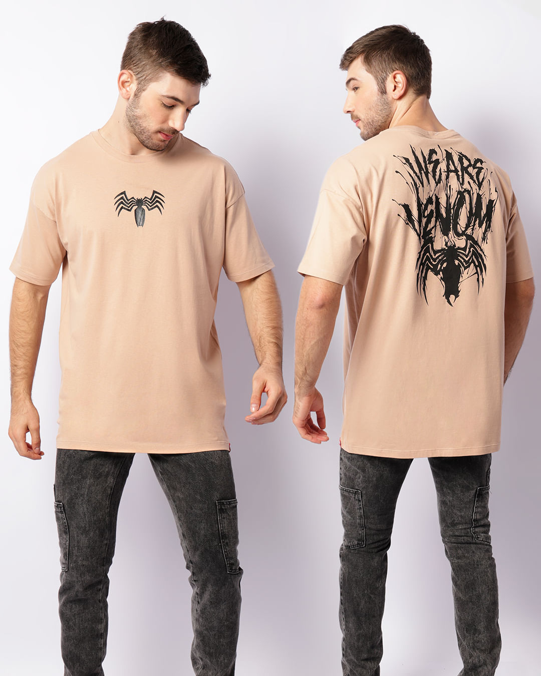 Camiseta Masculina Marvel Venom Manga Curta Bege