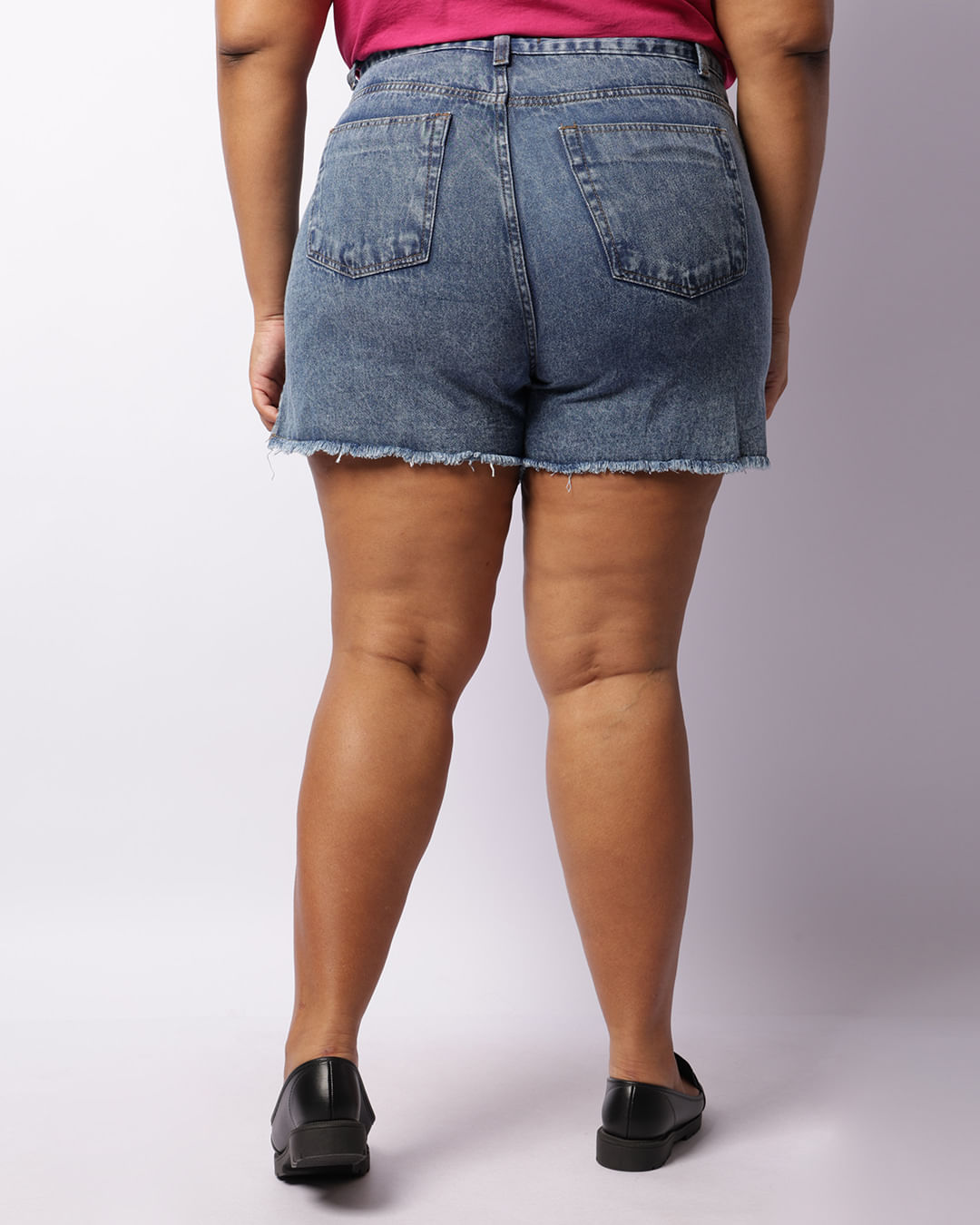 Short Jeans Plus Size Feminino Curto Com Cordão Azul