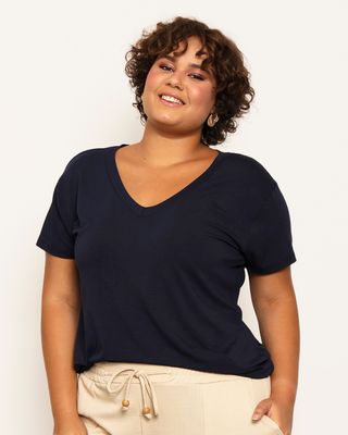 Blusa-Plus-Size-Feminina-Decote-V-Marinho