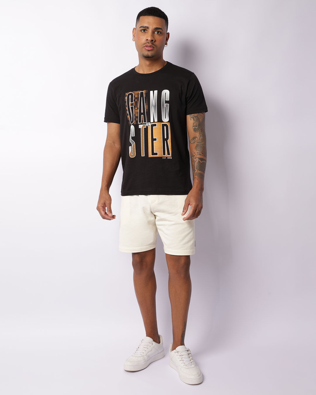 Bermuda Masculina Reta Moletinho Texturizada Off White