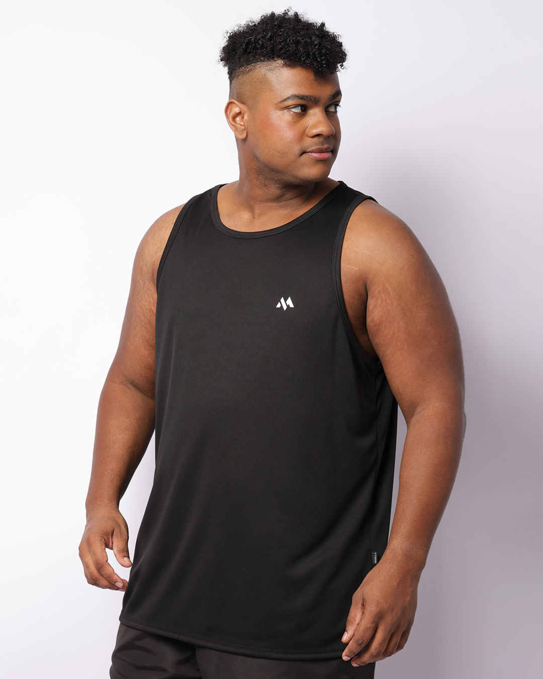 Regata Esportiva Plus Size Masculina Dry Fit Preta