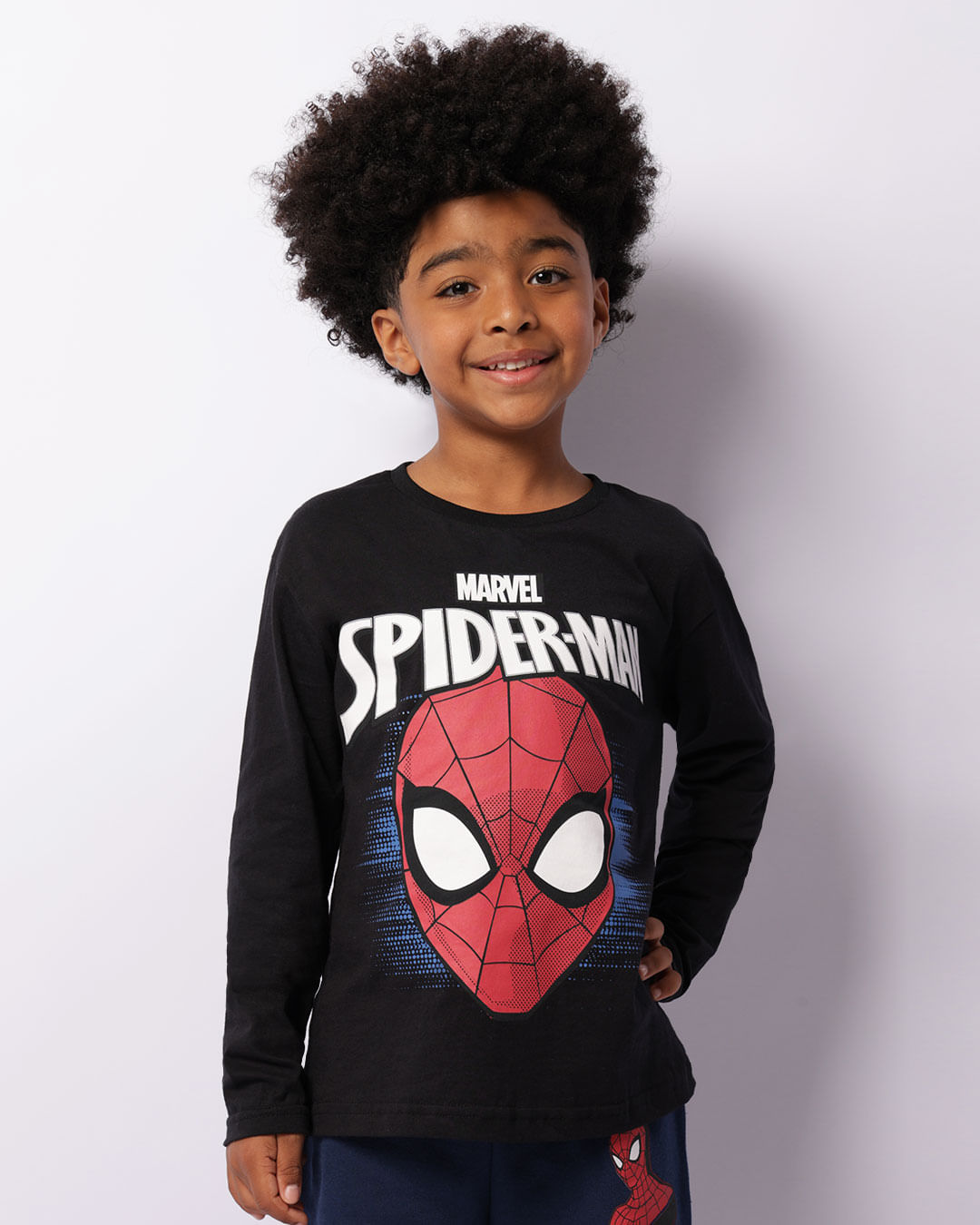 Camiseta Infantil Marvel Homem Aranha Manga Longa Preta