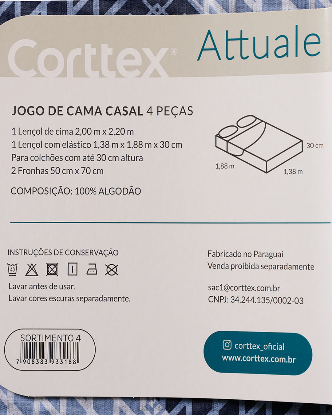 Jg-De-Cama-Attuale-150-Fios-Casal---Azul-Xadrez