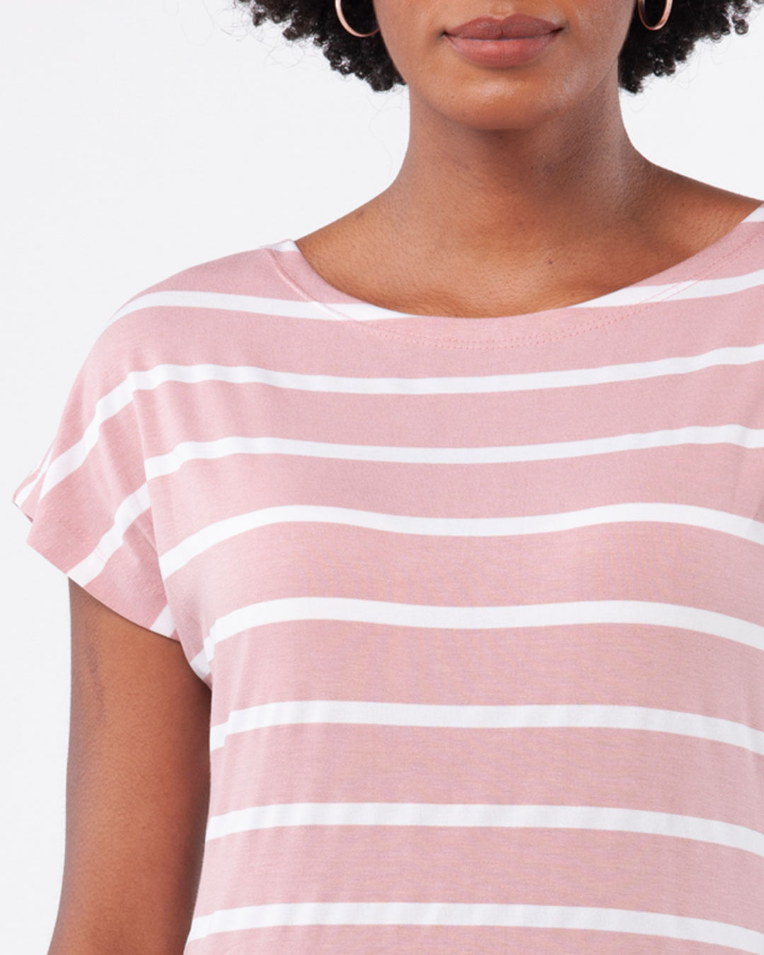 Camiseta-Feminina-Listrada-Basica-Rosa