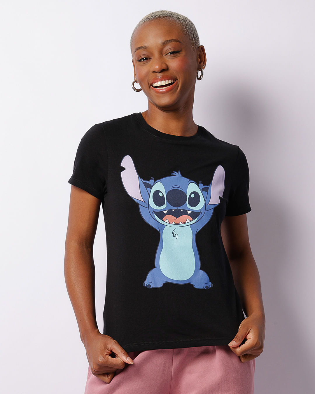 Camiseta Feminina Disney Stitch Preta