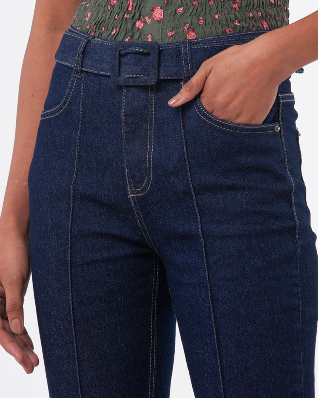 Calca-Jeans-Feminina-Flare-Pespontos-Azul-Escuro