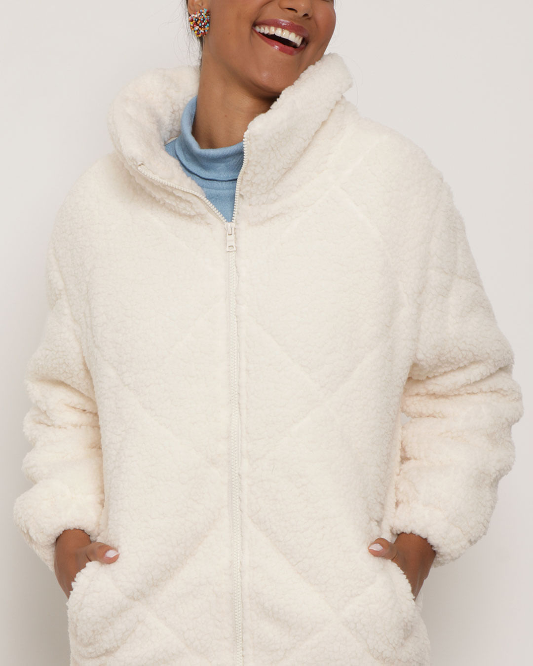 Casaco Feminino Sherpa Off White