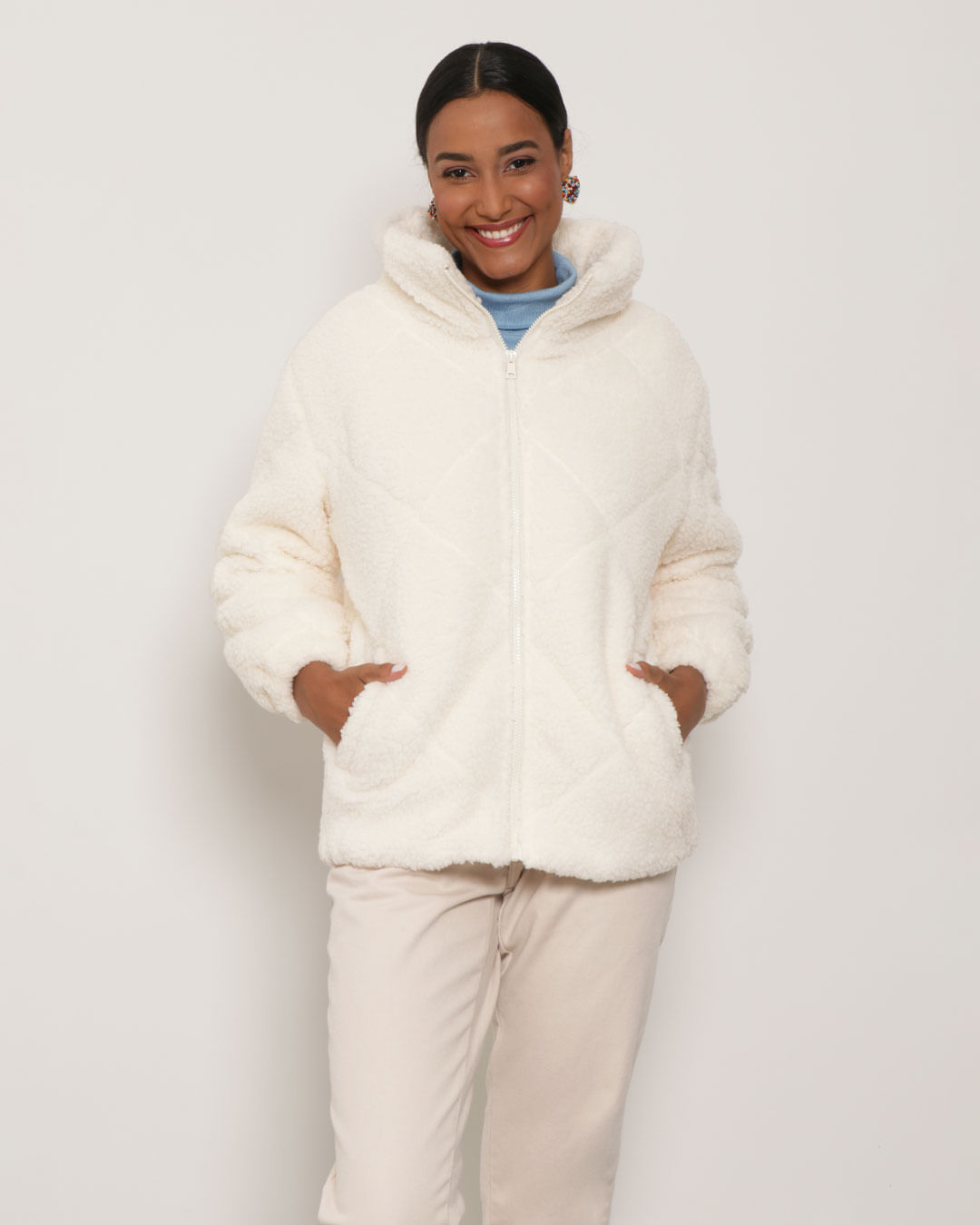 Casaco Feminino Sherpa Off White