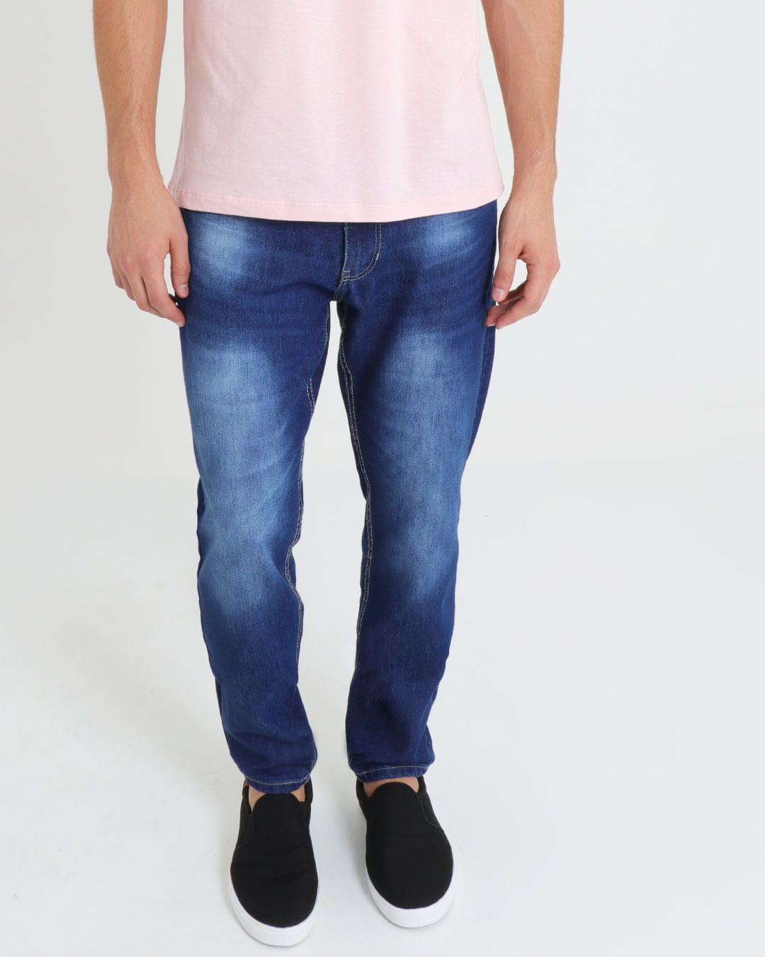 Calca-Jeans-Masculina-Reta-Elastano-Azul-Medio