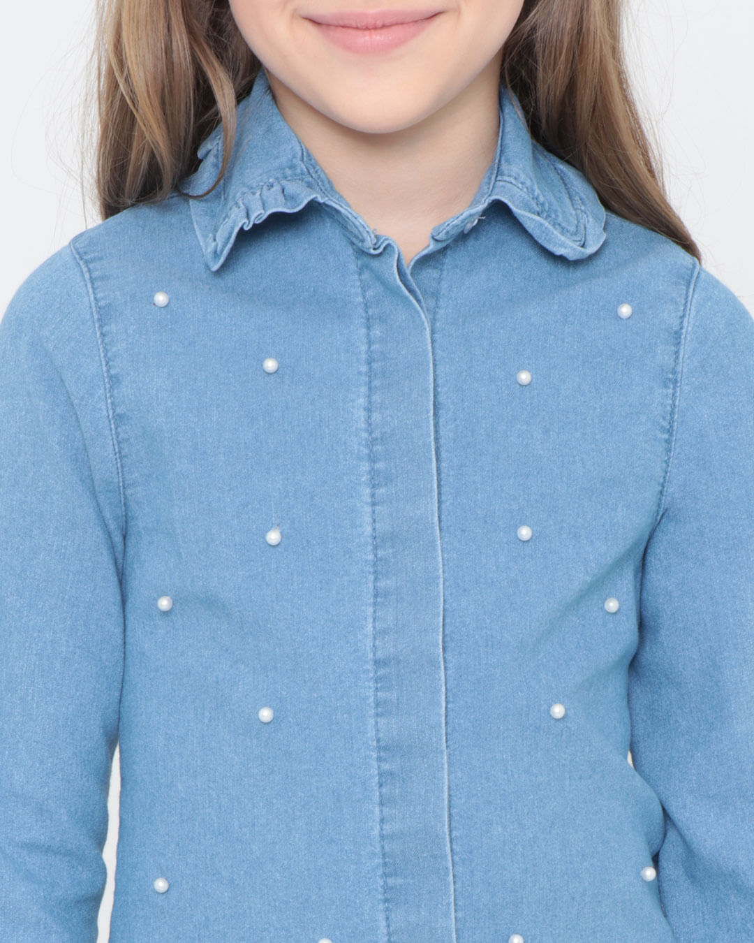 Camisa-Infantil-Jeans-Manga-Longa-Perolas-Azul