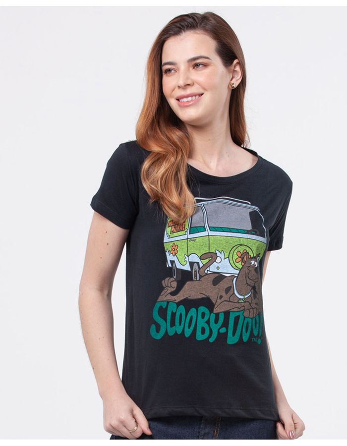 Camiseta-Feminina-Scooby-Doo-Grande-Van-Manga-Curta-Preto