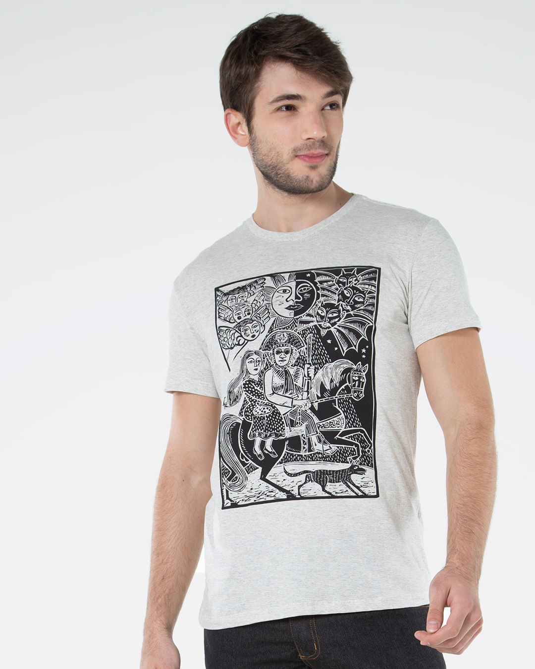 Camiseta-Masculina-Manga-Curta-Cordel-Cinza-Claro
