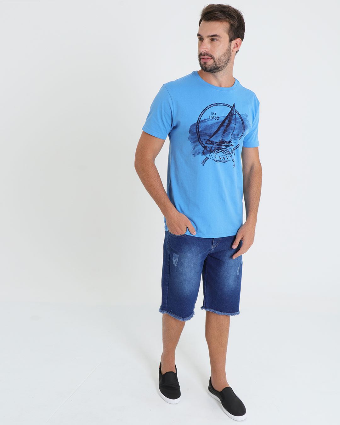 Bermuda-Jeans-Masculina-Desfiado-Azul