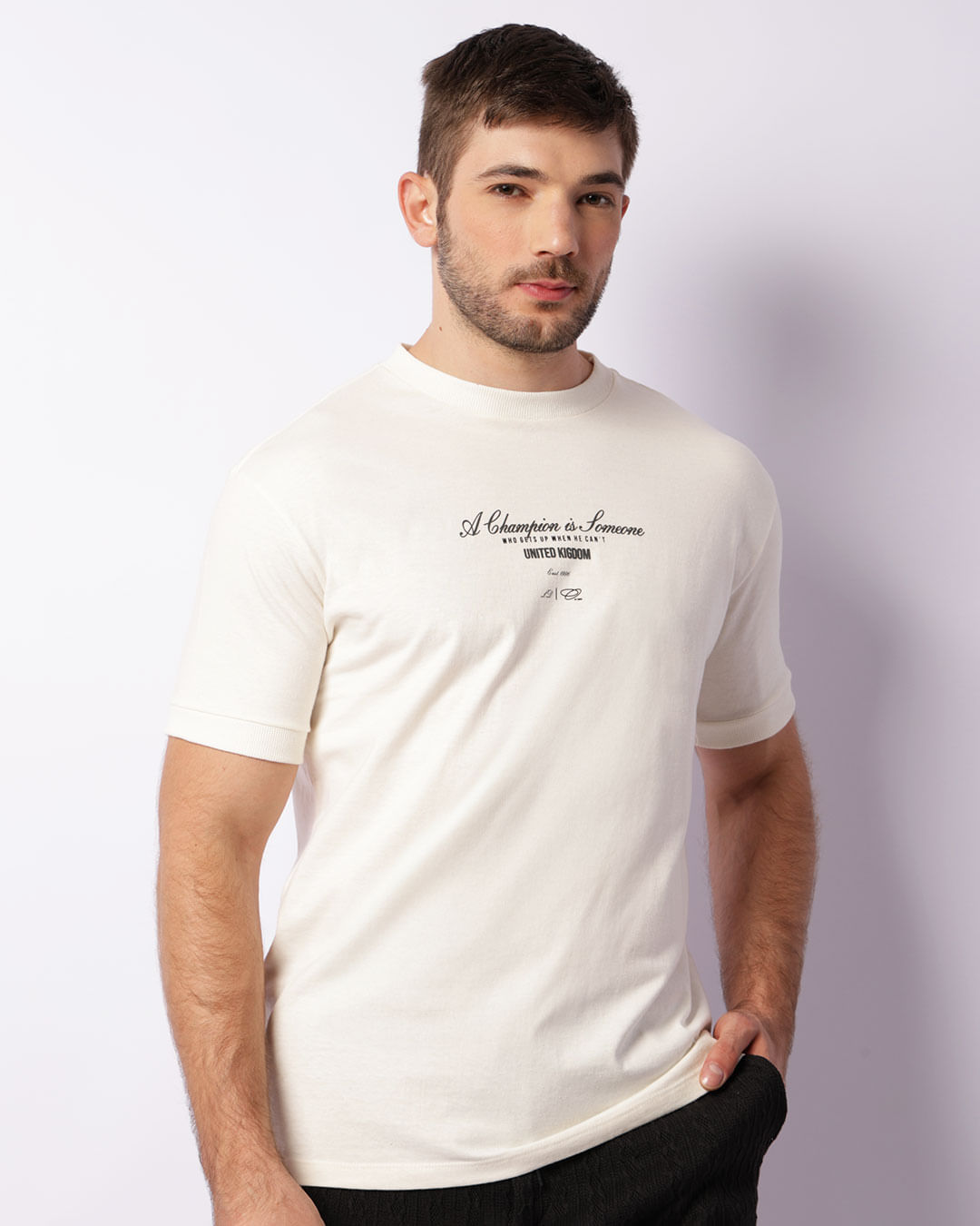 Camiseta Masculina Estampa Escrita Manga Curta Off White