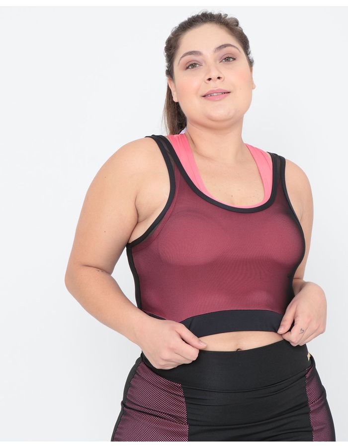 Top-Feminino-Plus-Size-Malha-Rosa-Tule-Preto