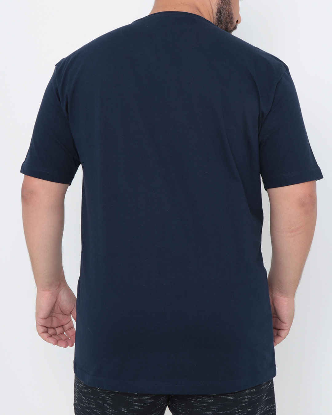 Camiseta-Plus-Size-Manga-Curta-Recorte-Azul-Marinho
